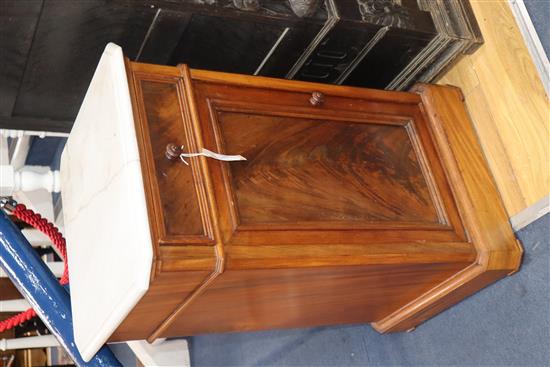 A pair of 19th century French mahogany marble top bedside cabinets W.45cm